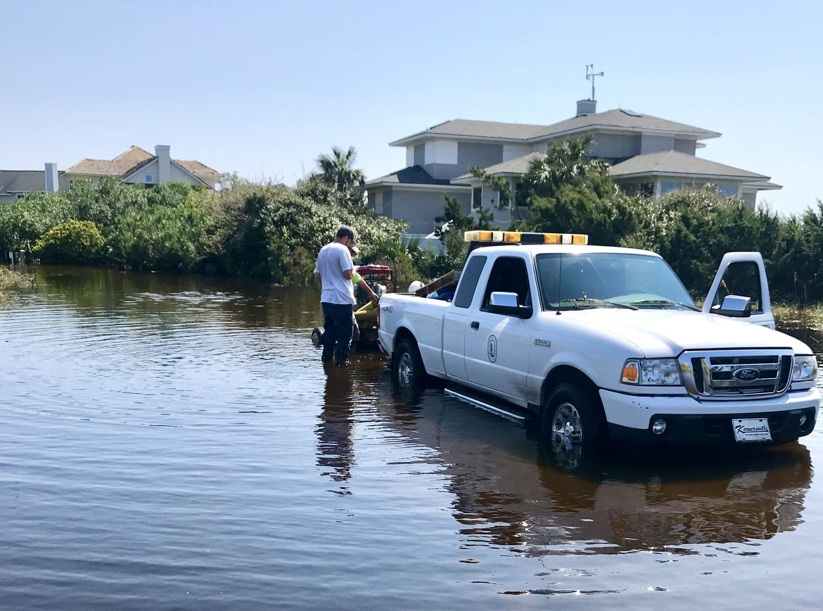 Project Works truck during Hurricane Florence recovery on Bald Head Island
